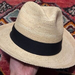 Cuyana Tan Fedora with Black Band - size 56